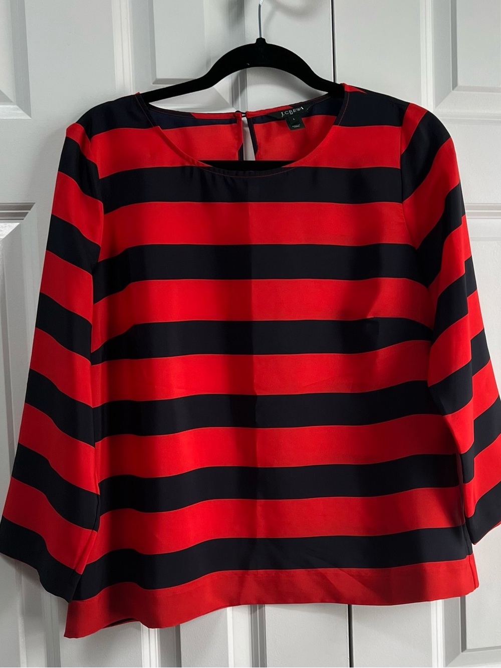 J. Crew Red and Navy Striped Top